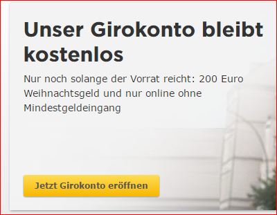 Ausschnitt aus der Seite mit der Werbung für das kostenlose Girokonto der Commerzbank 